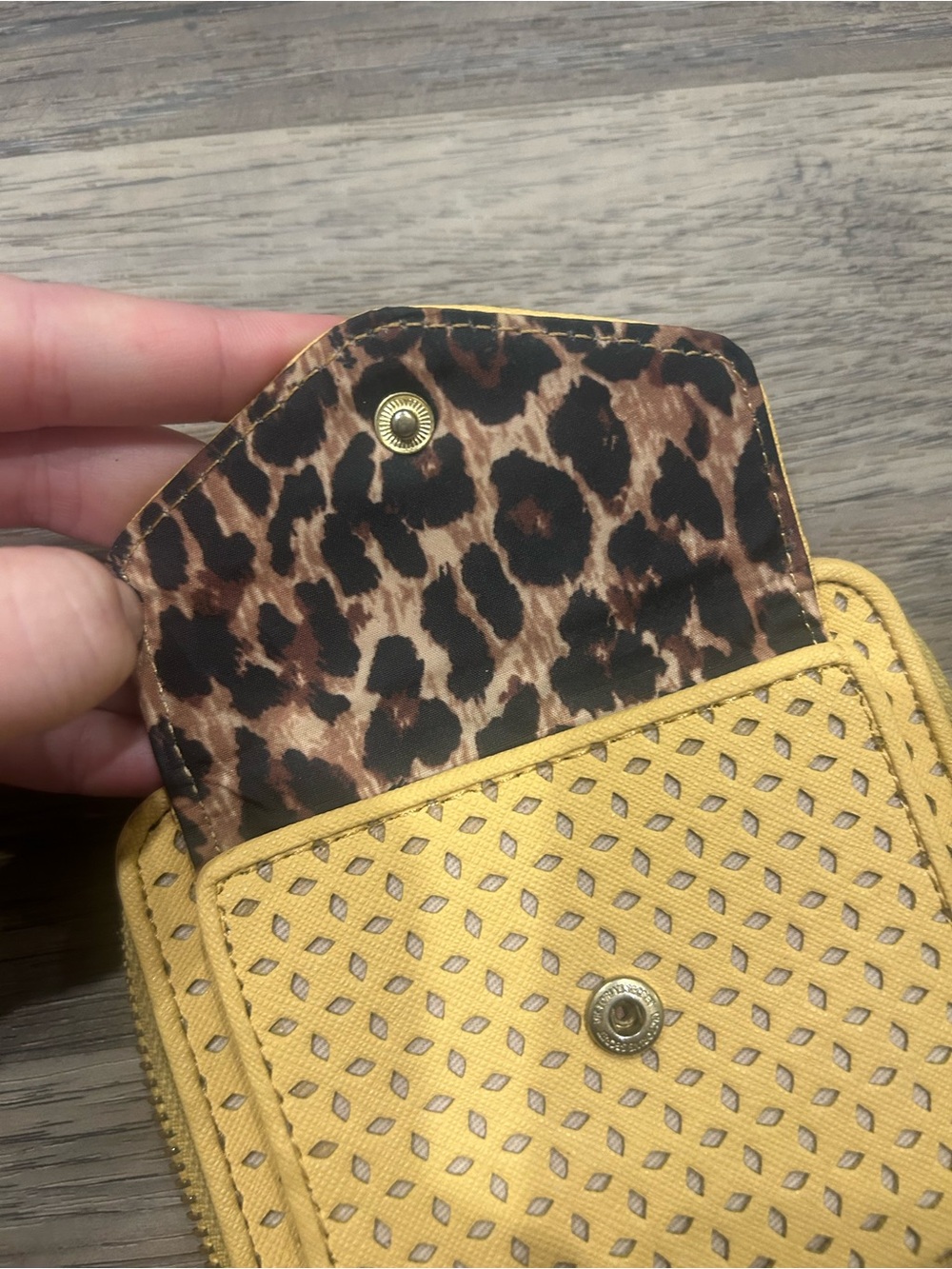 Victoria's Secret Yellow Perforated Zip Around Wallet with Snap Pocket - Picture 2 of 8